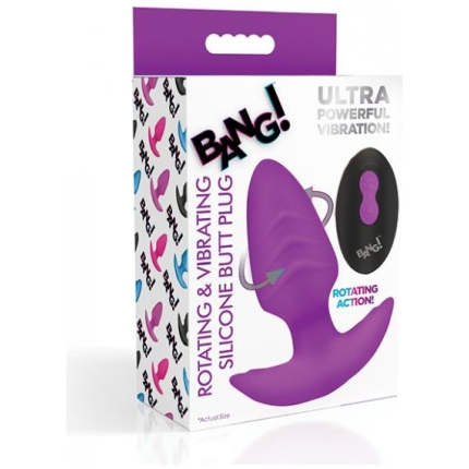 Bang! Rotating & Vibrating Tapered Butt Plug W/remote - Purple